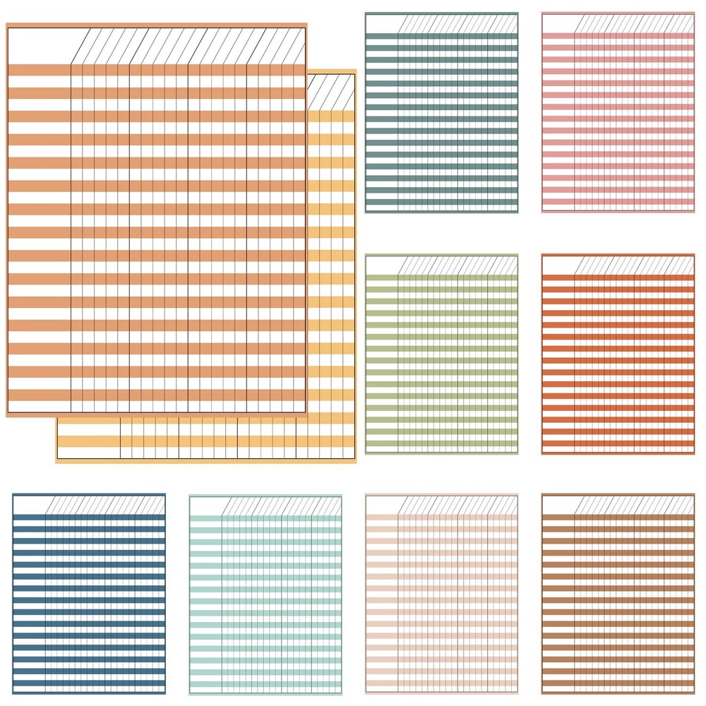 10Pack Boho Dry Erase Incentive Chart 17″ x13″ Multi-Color Classroom Laminate…