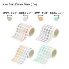 5000 Dots Washi Tape Round Coding Labels Roll 8mm Self-Adhesive Multiple Colors