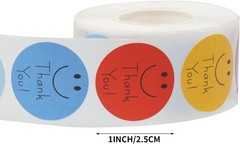 500 Pcs Smiley Thank Pink, Navy, Red, Green, Blue, Purple, Yellow, Dark Blue