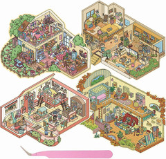 20 Sets DIY 3D Stickers Scene Collection Book, 3D Scene Miniature, Miniature Sim