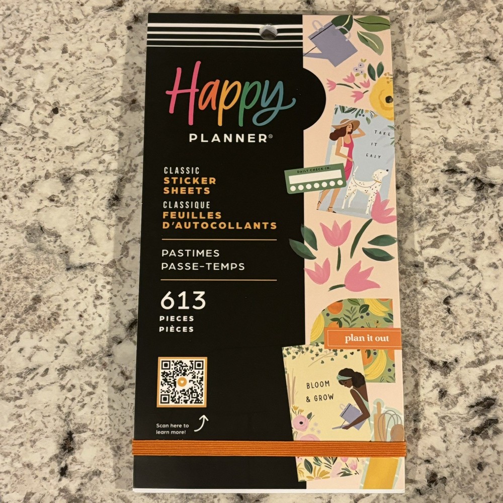 NEW Happy Planner Sticker Book – Pastimes 613 Pieces 🌼🪴🍽️🥣🍊🍌