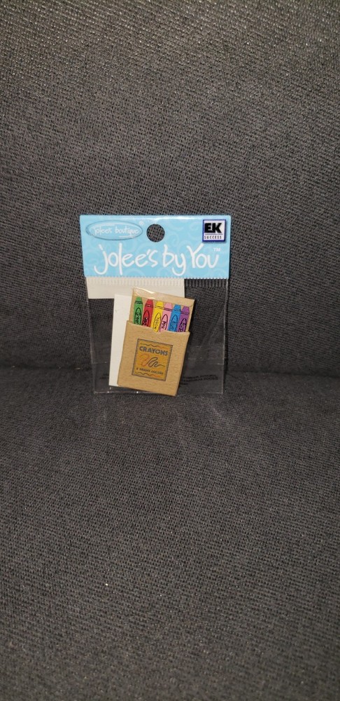RARE Jolees Mini Box Of Crayons Coloring ART SUPPLIES Color3 School 3D Scrapbook