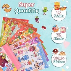 Scented Stickers for Kids – 1500+ Scratch & Sniff Food Theme, 72 Sheets, Classro