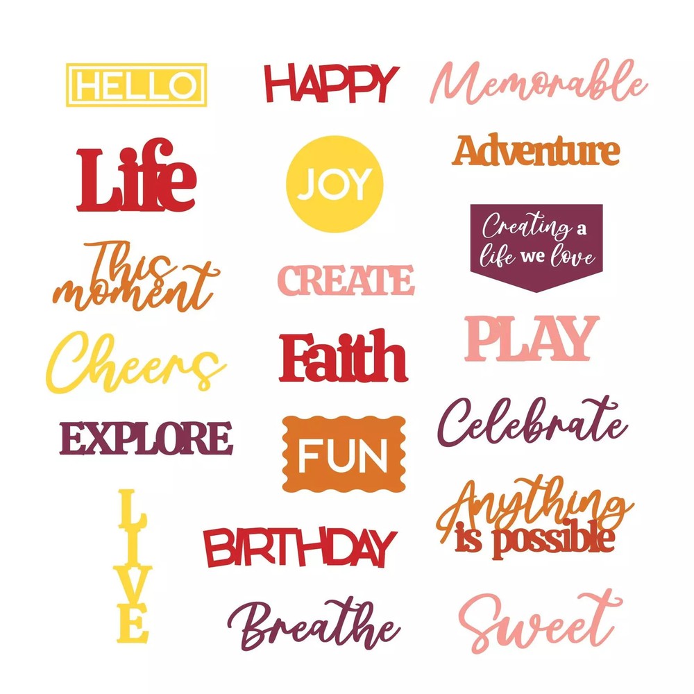 Creative Memories Warm Tonal Words Embellishments