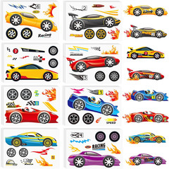 48 Sheets Car Stickers for Kids, Racecar DIY Stickers for Birthday Party