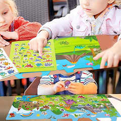 Reusable Dinosaur Sticker Book for Kids, Travel Size, Ages 3-5