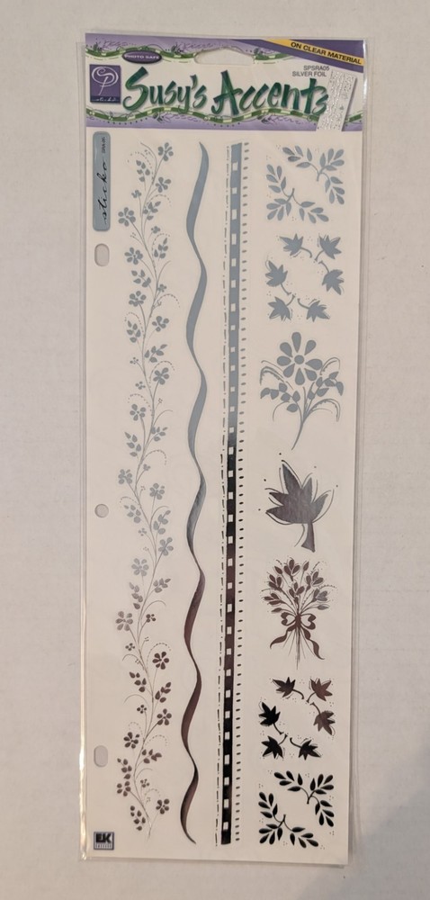 Sticko Susy’s Accents Silver Foil Plants & Flowers Clear Scrapbooking Stickers