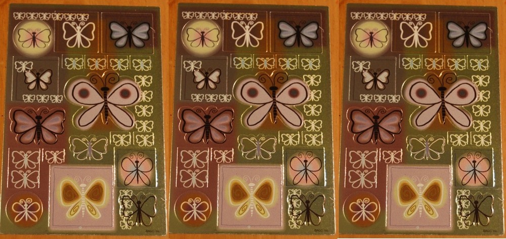 3 New sheets Pretty BUTTERFLY Shiny Scrapbook Stickers!