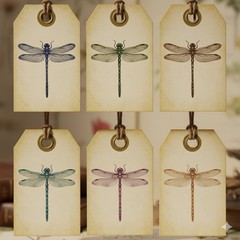 Set Of Cute Vintage Style Dragonfly Tags Junk Journal Scrapbook Choose A Set