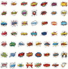 10pcs Comic Book Action Word Stickers- Scrapbook, Journal, DIY Crafts & Cards