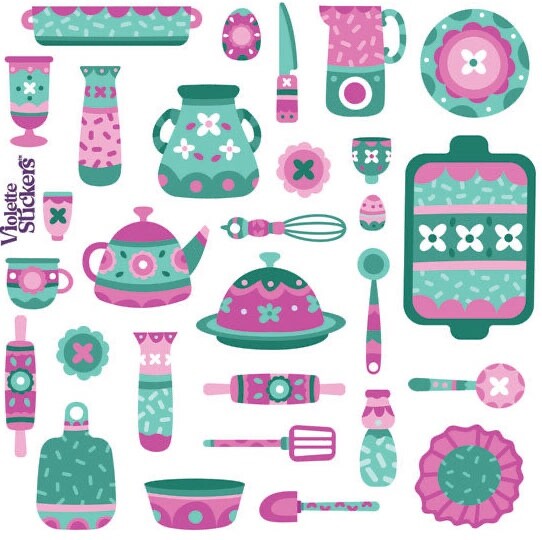 Violette Stickers Pink Kitchen Tools Utensils Crafts Planner Supply Scrapbook
