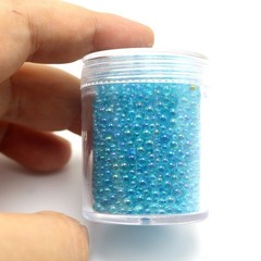50g Sky Blue Glass Caviar MicroBeads Bubbles Balls Fillers Mixed Size Nail Art