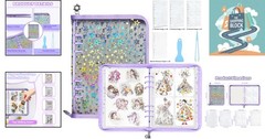 Purple A5 Sticker Organizer Binder with Glitter Stars Cover