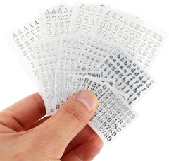 12 Sheets Small Letter Stickers 3 Sizes Mini Alphabet Number Stickers 3D Self-A