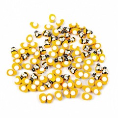 100pcs Mixed Mini Bees Self Adhesive Wooden Bumble Bee Craft Card Wood Decor DIY