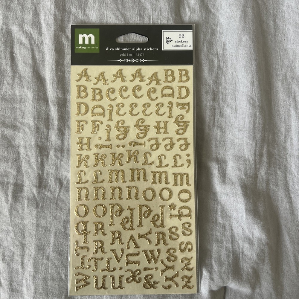 Making Memories Creative Letters Stickers 93 Diva Shimmer Alpha Gold 32476