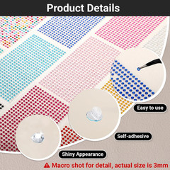 3Mm Gem Stickers, 5400PCS Rhinestone Stickers for Crafts, 12 Embellishment Rhine