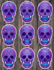 Purple Sugar Skull Die Cut Vinyl Stickers Scrapbooking Laptop Waterbottle