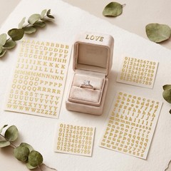 Small Metal Letter Number Stickers, 6 Sheets Gold Sticker Letters