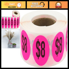 Fluorescent Pink Price Stickers – 500 Adhesive Round Dots, 0.75 Inch, Sale Tags