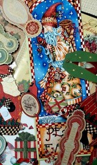 100 CHRISTMAS CRAFT LOT BUTTONS FIBERS PUNCHIES EPHEMERA GEMS FOILS 10 EA OF 10