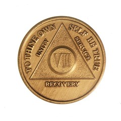 8 Year AA Medallion Traditional Bronze Raised Center Sobriety Token Chip