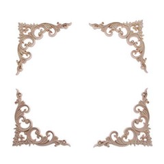 Wood Appliques Decorative Wood Onlays for Furniture, 4Pcs Unpainted DIY Retro