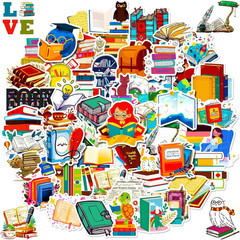 100 Pcs Book Stickers Bulk, Reading Sticker for Water Bottles, Library