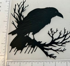 Halloween Die Cuts * Large Raven on Branch * Set of 6 * Black Cardstock *