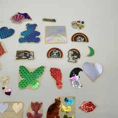 Vintage 1980s Sticker Lot 50+ Stickers Lisa Frank Rainbows Foil Glitter LOOK