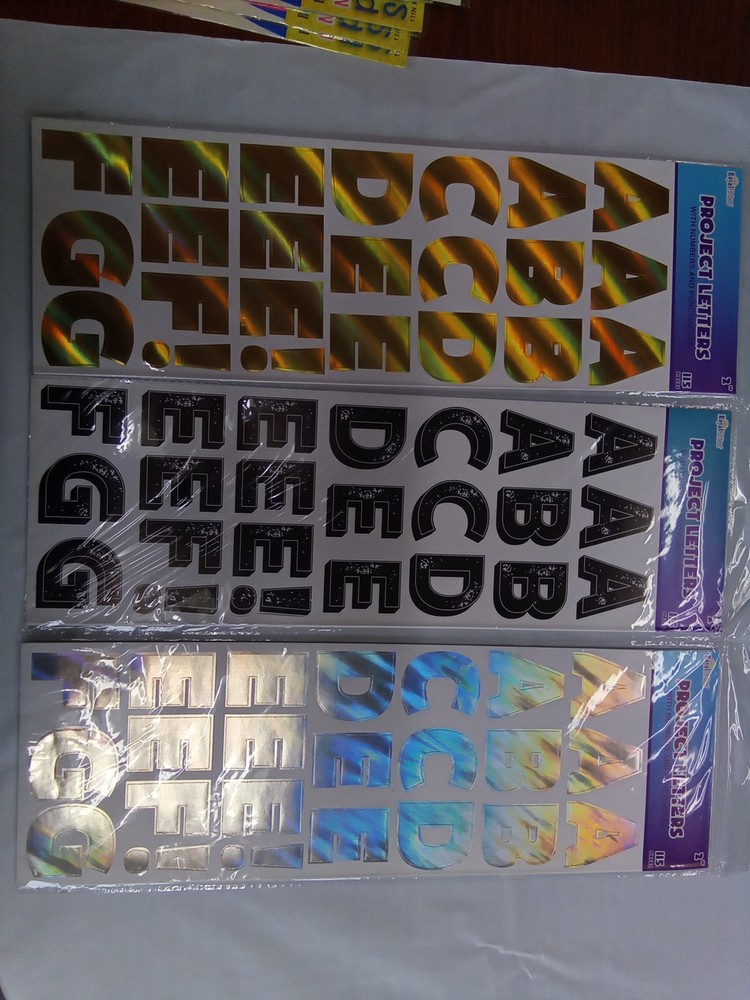 Silver Holographic Foil Project Letters & Numbers Stickers 2 in 115 CT Lot Of 3