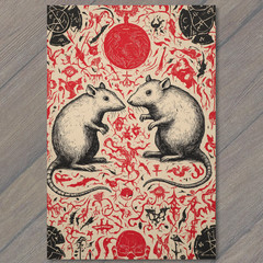 STICKER Occult Rats Gothic Doodle Symbols Dark Surreal Macabre Drawing