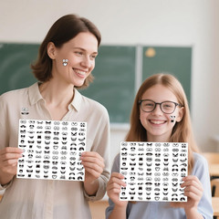 960Pcs Black Eye Mouth Stickers, 48 Designs Cartoon Face Expression Stickers for