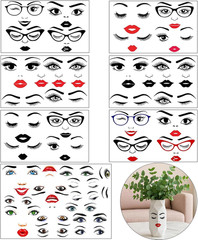 Face Stickers for Crafts,7 Sheets Make a Face Sticker for Pots Flower Stickers