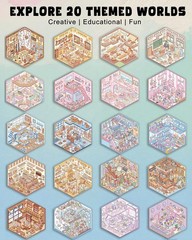 DIY 3D Sticker Scene Set – 20 Sets for Stress Relief, Miniature Animal Decor, Fu