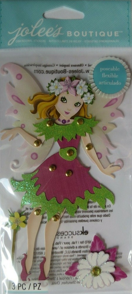 JOLEE’S BOUTIQUE POSEABLE FAIRY FLOWER 3D 3 PC STICKERS SCRAPBOOK CRAFT KID