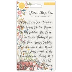 New Craft Consortium A5 Clear rubber Stamp FARM MEADOW SENTIMENTS free USA ship
