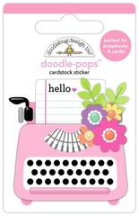 Doodlebug Doodle-pop 3D Stickers Just a Note Vintage Typewriter Hello Flowers