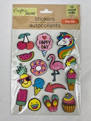Crafters Square 3D Scrapbooking Summer Stickers Ice Cream Flip Flops Cherry