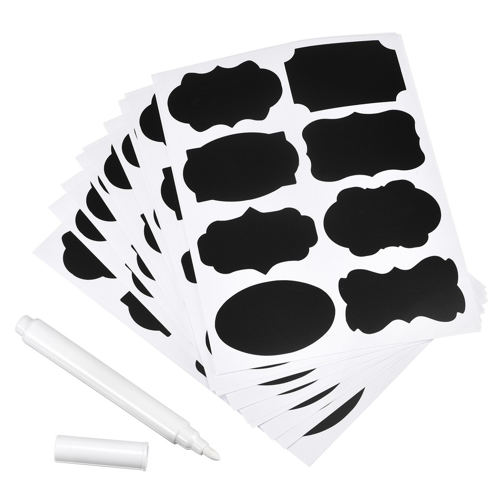 Chalkboard Labels Blackboard Stickers 50x35mm Reusable W Chalk Marker Count 96
