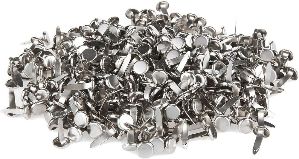 100 Pcs Brads Fasteners Silver Metal Plated round Paper Fasteners Brass Pastel f