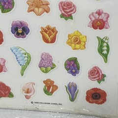 Vintage Hallmark Stickers Flowers Small Bright Colors 4 Sheets New 1990