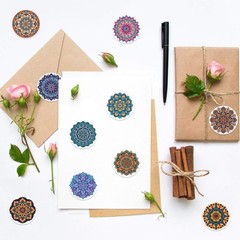 500Pcs/Roll Hot-Selling Mandala Pattern Washi Sealing Stickers- Boho Decor for J