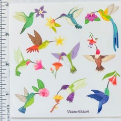 Violette Stickers Colorful Hummingbirds Flowers Crafts Planner Supply