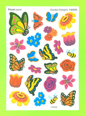 Floral Scented Scratch & Sniff Garden Delights Butterflies Sticker Sheet Retired