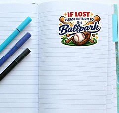 If Lost Please Return to the Ballpark Sticker Baseball Fun Journal Scrapbooking