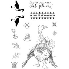 New PINK INK DESIGNS rubber stamp CHRISTMAS IN THE BEAK GOOSE free USA ship