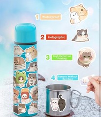 200pcs Cute Cat Stickers For Christmas Or Birthday, Waterproof, Vinyl, Girls/Boy