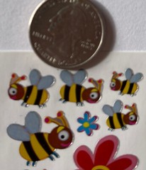 YELLOW/BLACK BUMBLEBEE Prismatic Stickers(10pc)Flying•Bug•Insect•Flowers •Garden
