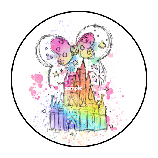 DISNEY CASTLE STICKERS MINNIE EARS BOW ENVELOPE SEALS STICKERS LABELS TAGS 1.5″